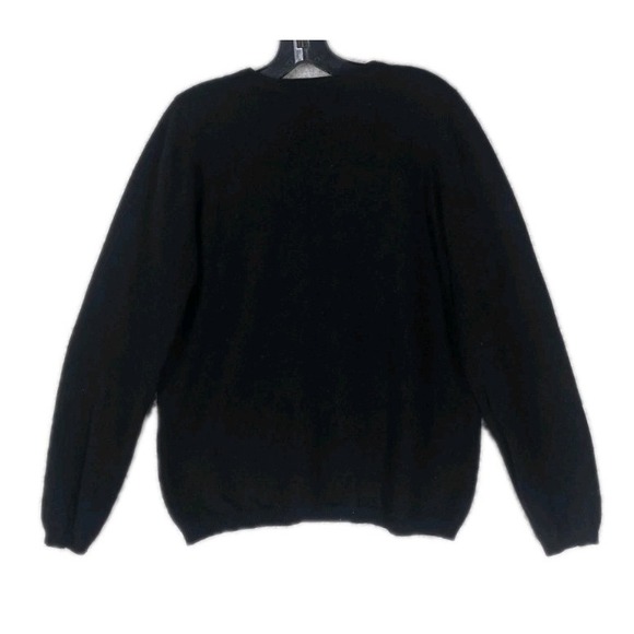 Liz Claiborne Cardigan Sweater 100 Cashmere 2-Ply Ws L Solid Blk Perforated READ - Picture 6 of 12